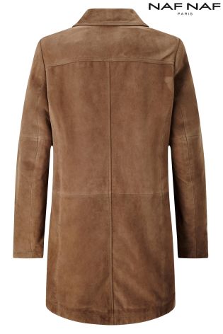 Naf Naf Suede Long Line Coat